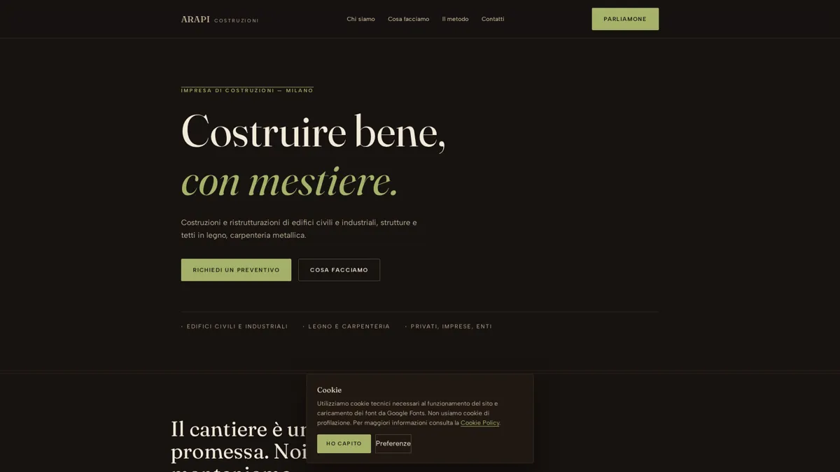 Sito web realizzato per Arapi Costruzioni